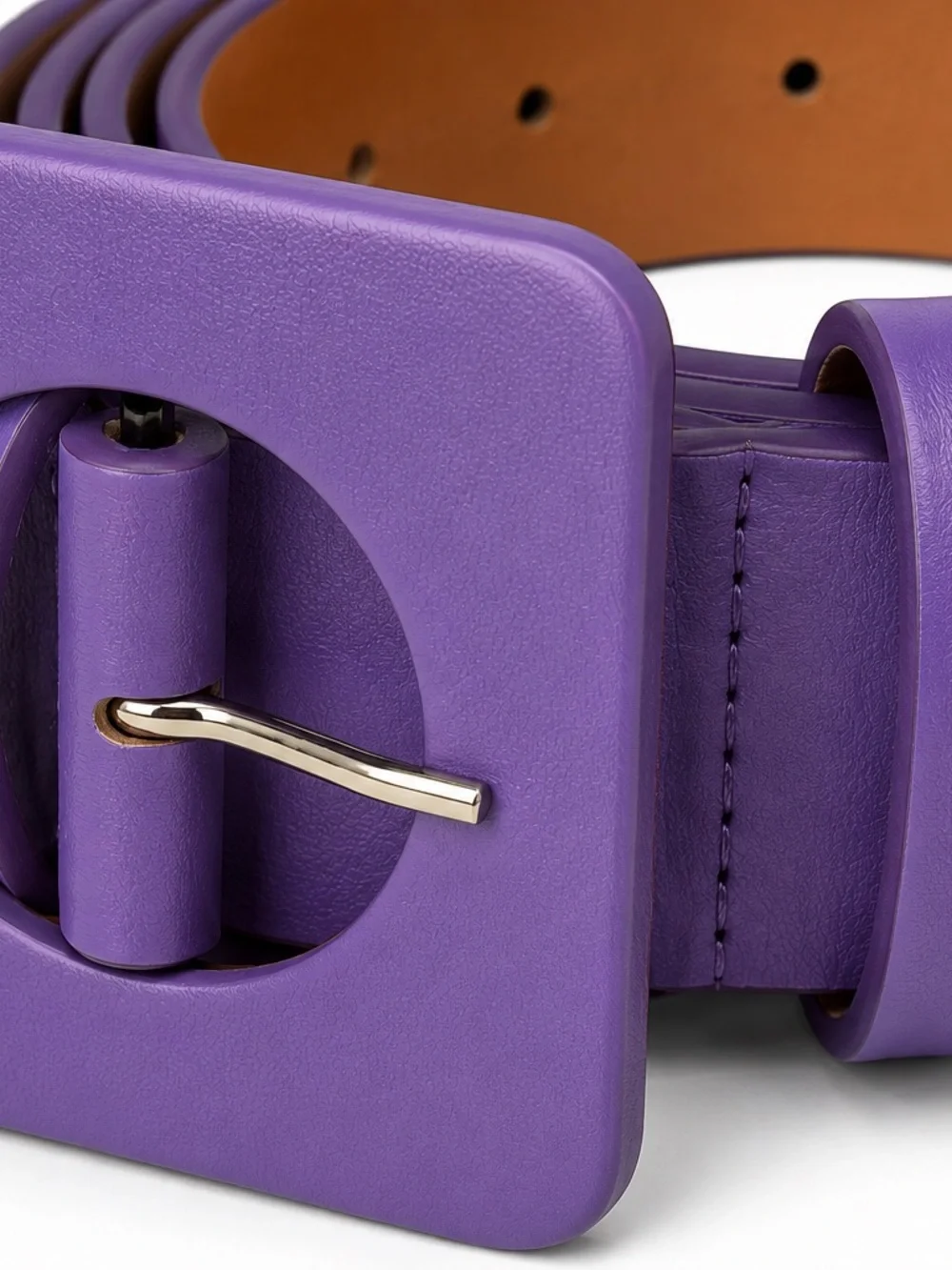 Purple Wide Square Buckle Women's Belt
